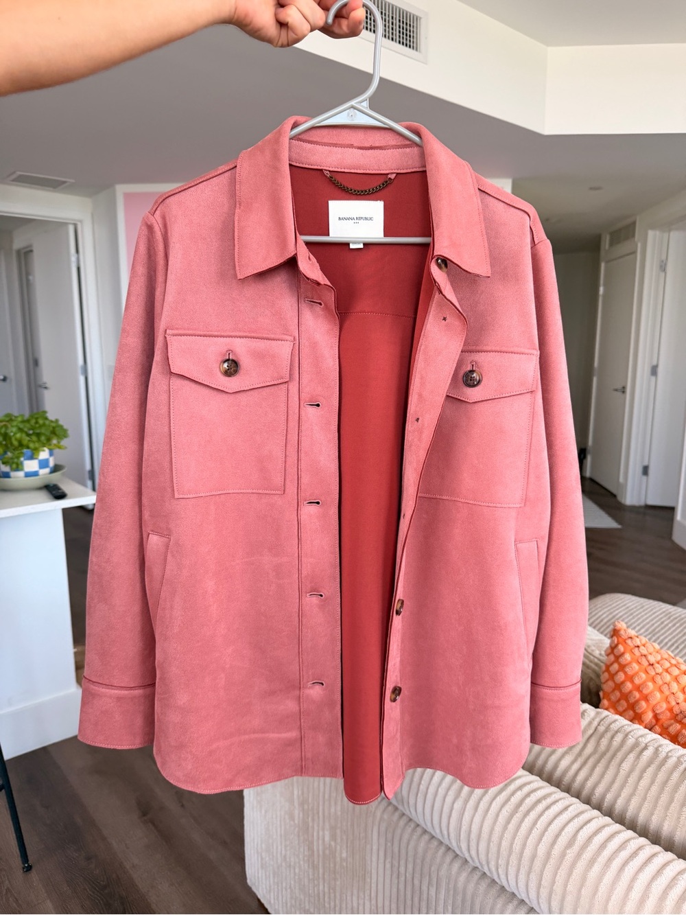 Banana Republic ash rose Suede Trucker Jacket